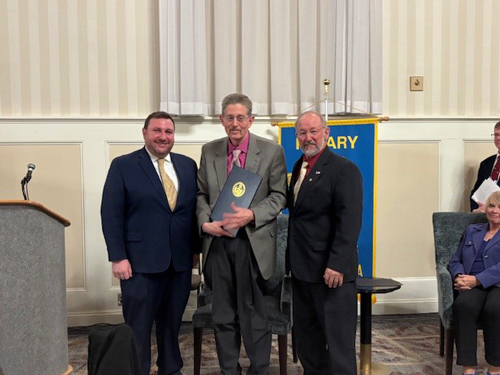 Reps. Chad Reichard and Dan Moul present a House citation to Dr. Robert R. Zimmerman of Waynesboro marking his retirement after 47 years of dental practice in Waynesboro and for his numerous humanitarian missions. 